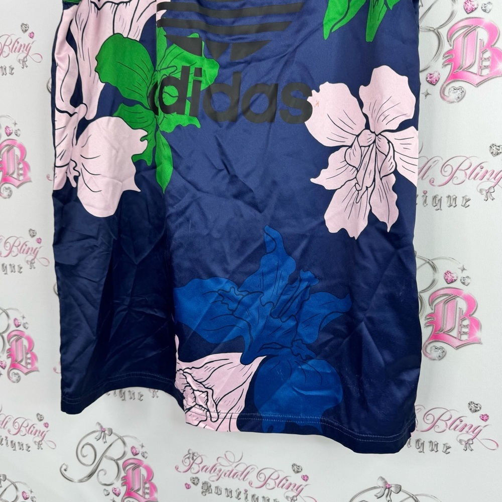 Adidas Women's Floral Tank Top - Navy and Green - Picture 3 of 6